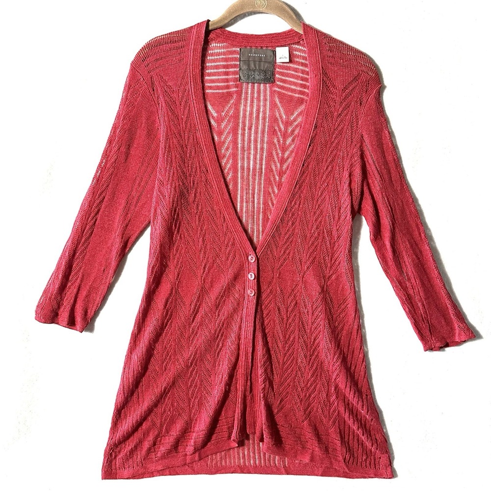 Guinevere‎ Anthropologie L Large Linen Open Knit Cardigan Duster Vampire Diaries